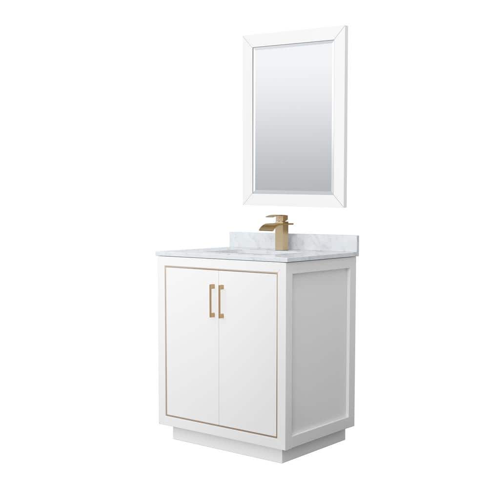 "Icon 30 in. W x 22 in. D x 35 in. H Single Bath Vanity in White with White Carrara Marble Top and 24"" Mirror" price history on PriceWatchPro