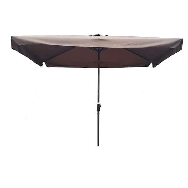 TIRAMISUBEST 10 ft. x 6.5 ft. Powder Coated Steel Market Patio Umbrella in Chocolate