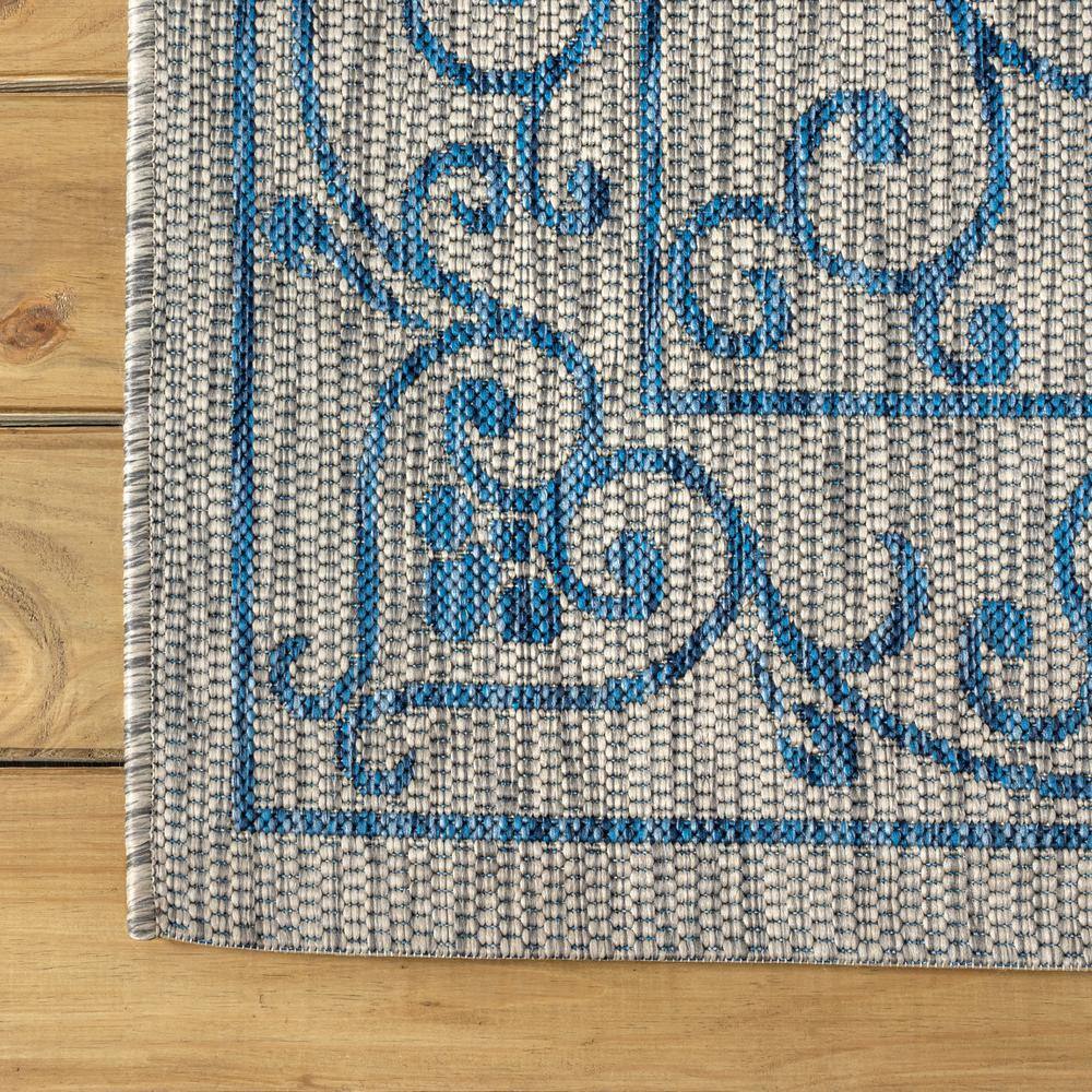 Boho-Chic Vintage Filigree Gray/Navy Indoor/Outdoor Runner Rug