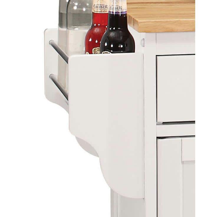 Charming Cottage-Style Natural & White Kitchen Cart with Wine Storage