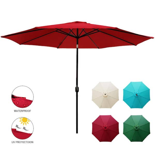Laurel Canyon 11 Ft Market Patio Umbrella Table With Push On Tilt And Crank In Red Hd118r Laurel Canyon 11 Ft Market Patio, What Size Umbrella For 80 Inch Table Top