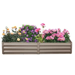 OVASTLKUY 8 ft. x 2 ft. Gray Metal Raised Garden Bed MAOB-RGB005 - The ...