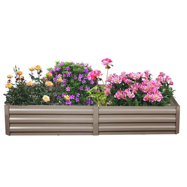 OVASTLKUY 8 ft. x 4 ft. Gray Metal Raised Garden Bed MAOBRGB007 The