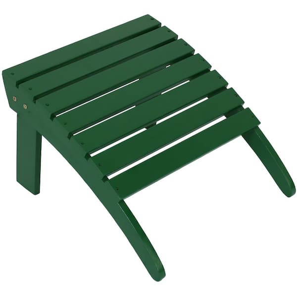 Sunnydaze Coastal Bliss Green Wood Outdoor Adirondack Ottoman