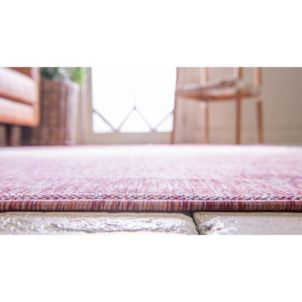Rust Red and Gray Synthetic Outdoor Rectangular Area Rug