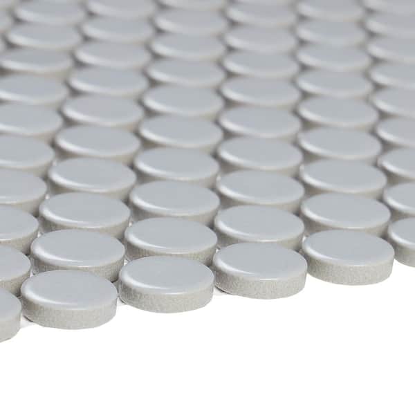 Cascades Flint 12.5 in. x 11.5 in. Penny Round Matte Porcelain Mesh-Mounted Mosaic Tile (1.00 sq. ft./Each)