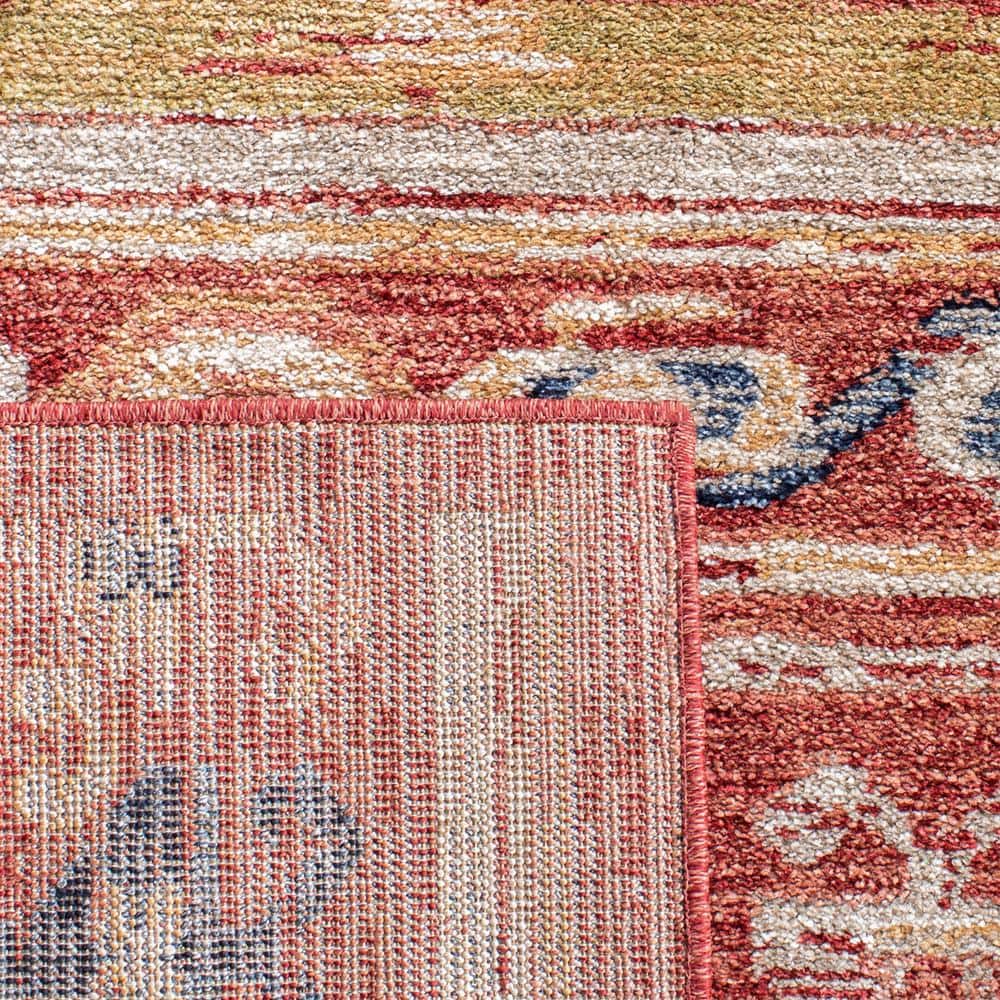 Rust and Ivory Synthetic 9' x 12' Stain-Resistant Area Rug