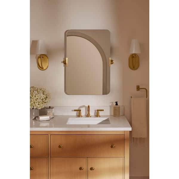 KOHLER Castia By Studio McGee 20 in. W x 30 in. H Rectangular Framed Wall Mount Bathroom Vanity Mirror in Brushed Moderne Brass