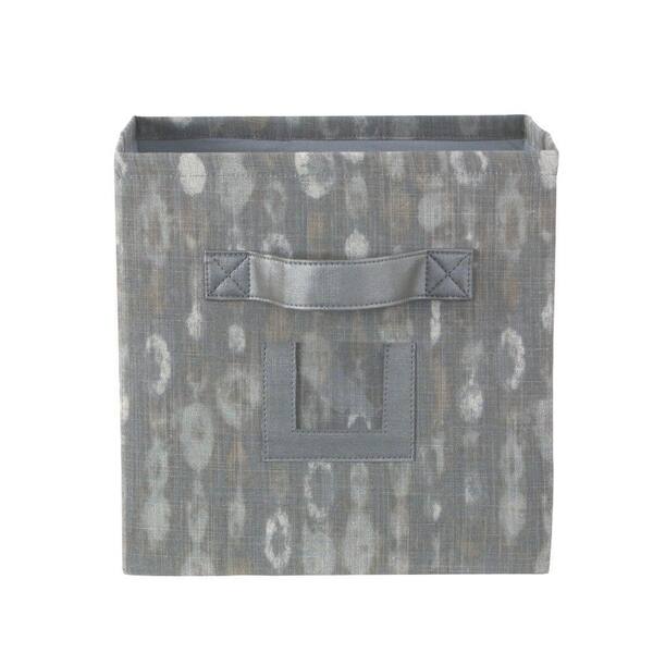Home Decorators Collection 10.75 in. W x 11 in. H Amba Grey Fabric Storage Bin with Handle