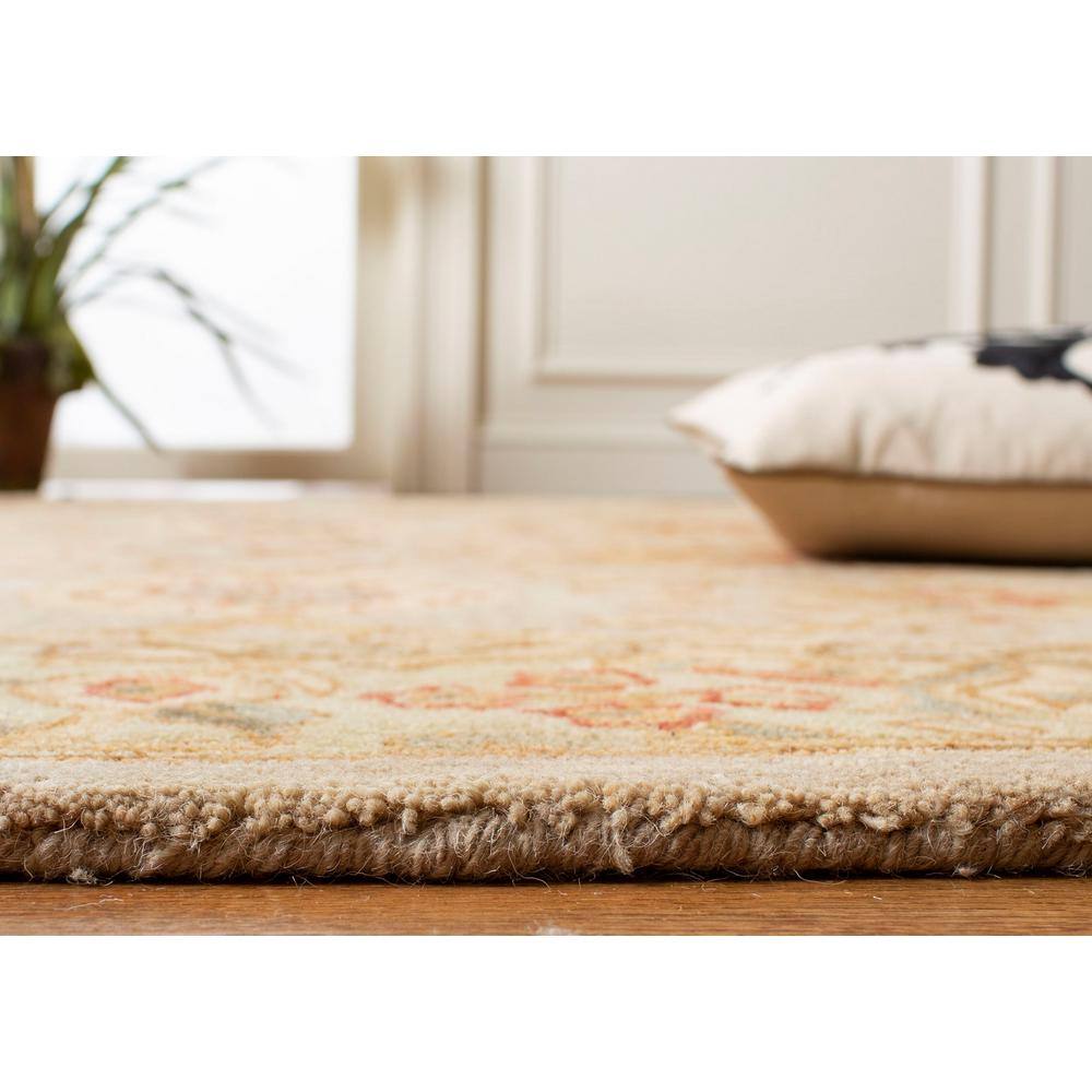 Beige Floral Handmade Tufted Wool 8' x 10' Rug