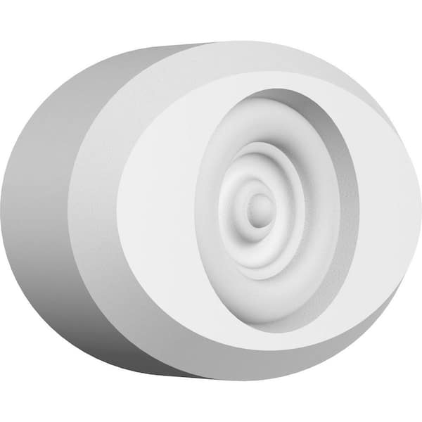 Ekena Millwork 4-in W x 2-3/4-in H x 1-in P Standard Dalton Bullseye Rosette with Beveled Edge
