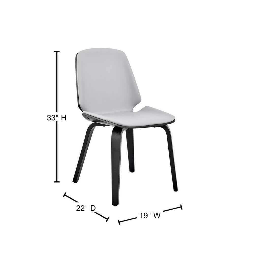 Elevated Gray Faux Leather Side Chair with Black Wooden Legs