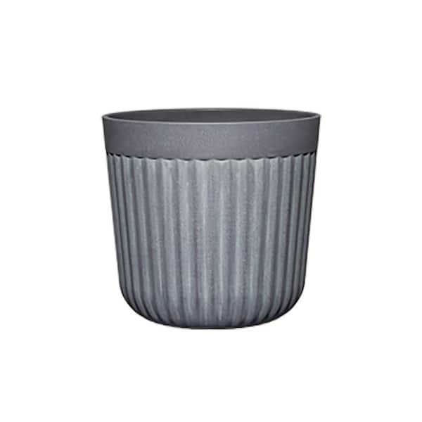 CHG CLASSIC HOME & GARDEN 8.2 in. Arlington Fluted Shadow Slate Resin Planter Fits 8 in. Drop-N-Decorate