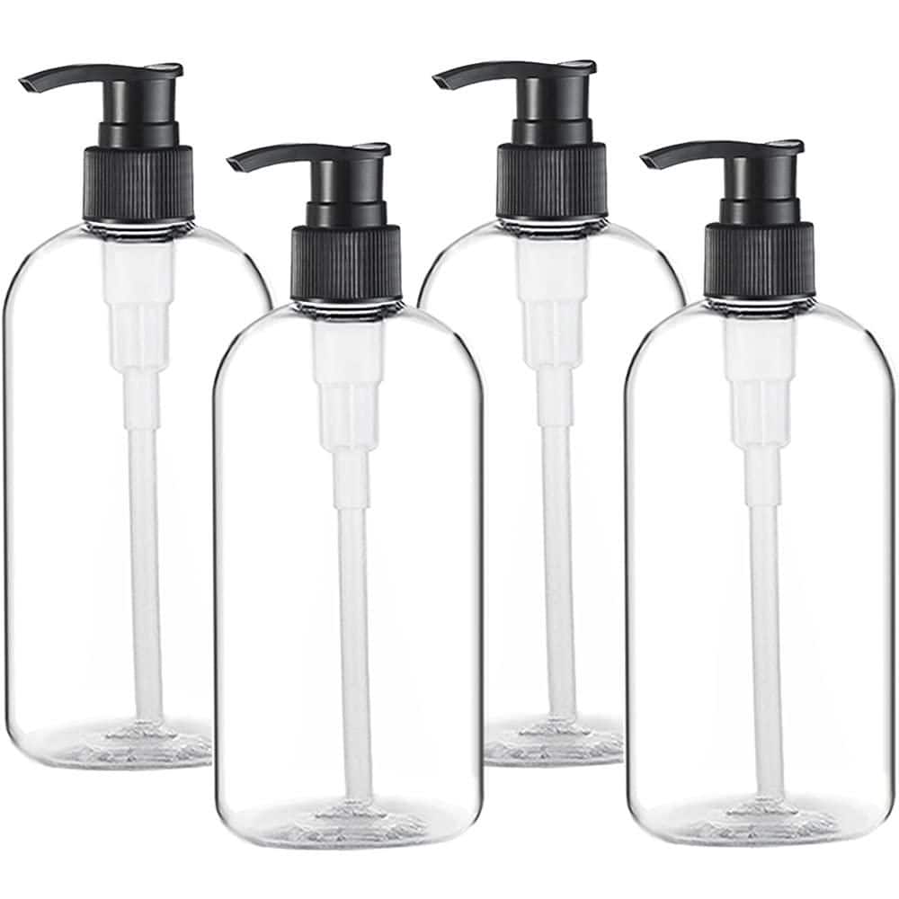 Portable BPA-Free 16oz Refillable Empty Plastic Pump Bottles Bathroom Shower Dispenser Clear (4-Pack) price history on PriceWatchPro