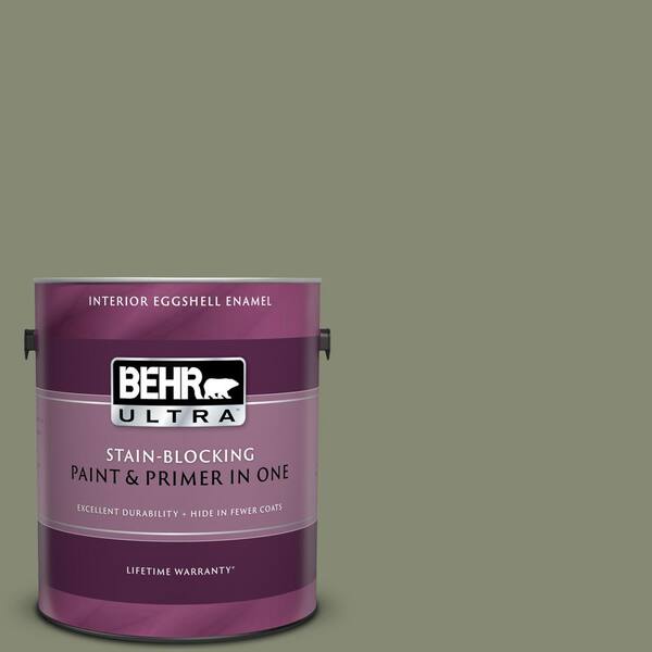 BEHR ULTRA 1 gal. #UL210-5 Aloe Thorn Eggshell Enamel Interior Paint and Primer in One