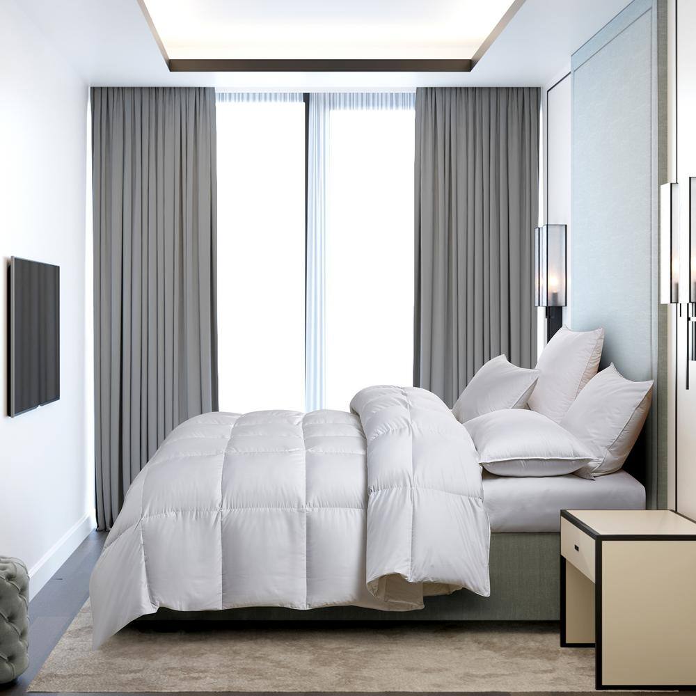 Twin White Cotton Down Comforter with Feather Fill