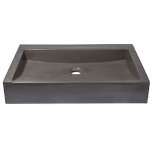 Sloped Dark Gray Concrete Rectangular Vessel Sink