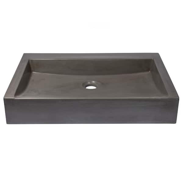Eden Bath Sloped Dark Gray Concrete Rectangular Vessel Sink