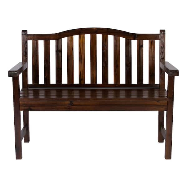 Shine Company Belfort II 45 in. Burnt Brown Wood Outdoor Bench 4212BB ...