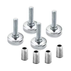 3/8 in.-16 Furniture Levelers with Threaded Inserts, White (4-Pack)