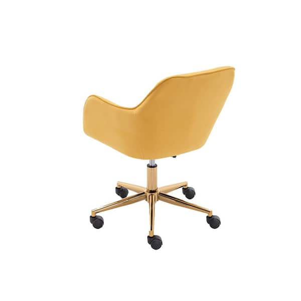 Yellow Velvet Home Office Chair with Gold Metal Legs SN808C 48