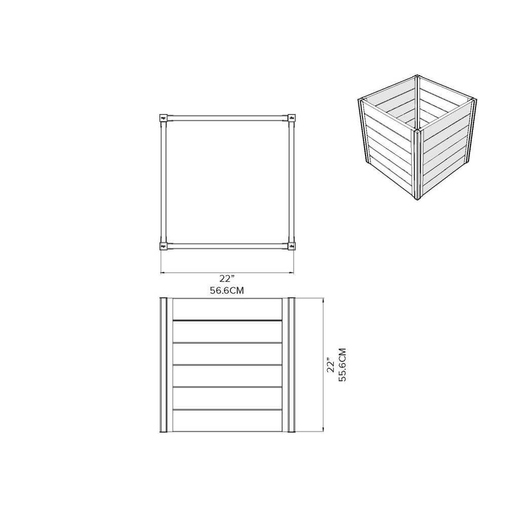 Urbana 22" Slate Gray Vinyl Cube Planter