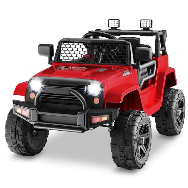 Costway 10.5 in. 12-Volt Kids Ride On Truck Car Electric Vehicle Remote with Music and Light Red