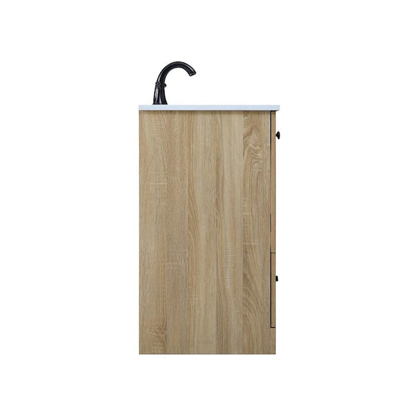 42 in W x 19 in. D x 34 in H Single Sink Bath Vanity in Mango Wood with Ivory White Engineered Marble Top