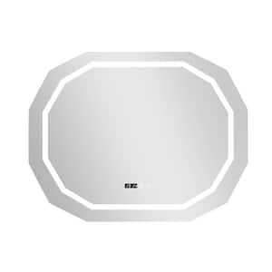 36 in. W x 28 in. H Oval Frameless Anti-Fog Wall Bathroom Vanity Mirror with 3 Color LED Light Memory Function