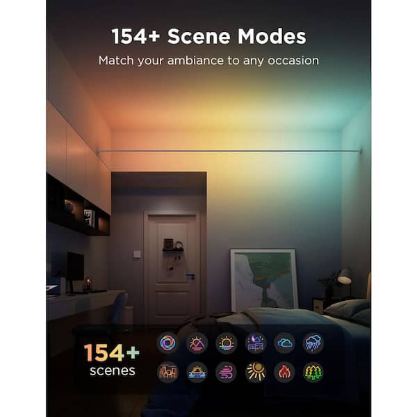 Indoor Plug-In Integrated LED Strip Light with Skyline Kit, 13.1 ft.