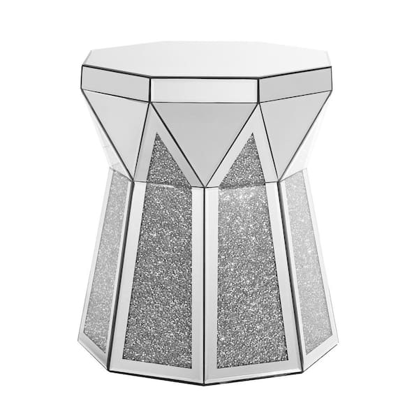 Zeus & Ruta Silver MDF Glass Square Outdoor Coffee Table with Mirror Crystal If. Lay Suitable for Living Room