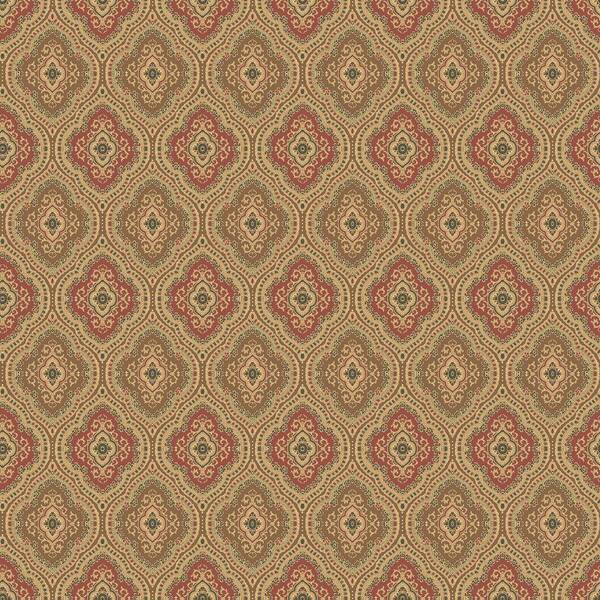 The Wallpaper Company 8 in. x 10 in. Red and Brown Traditional Paisley Wallpaper Sample