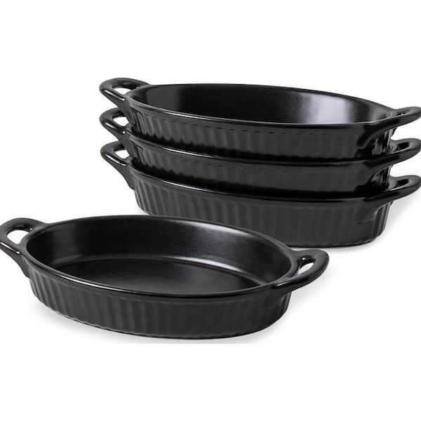 White Ceramic Au Gratin Baking Dish Set 2-Piece Heat Resistant Non-Stick Oval Casserole Oven Safe Bakeware