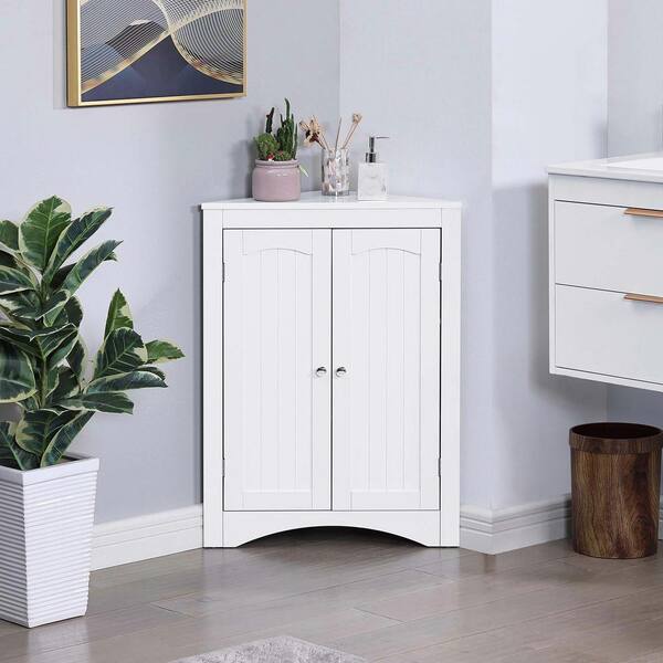 24 in. W x 12.2 in. D x 32.3 in. H White Linen Cabinet Bathroom