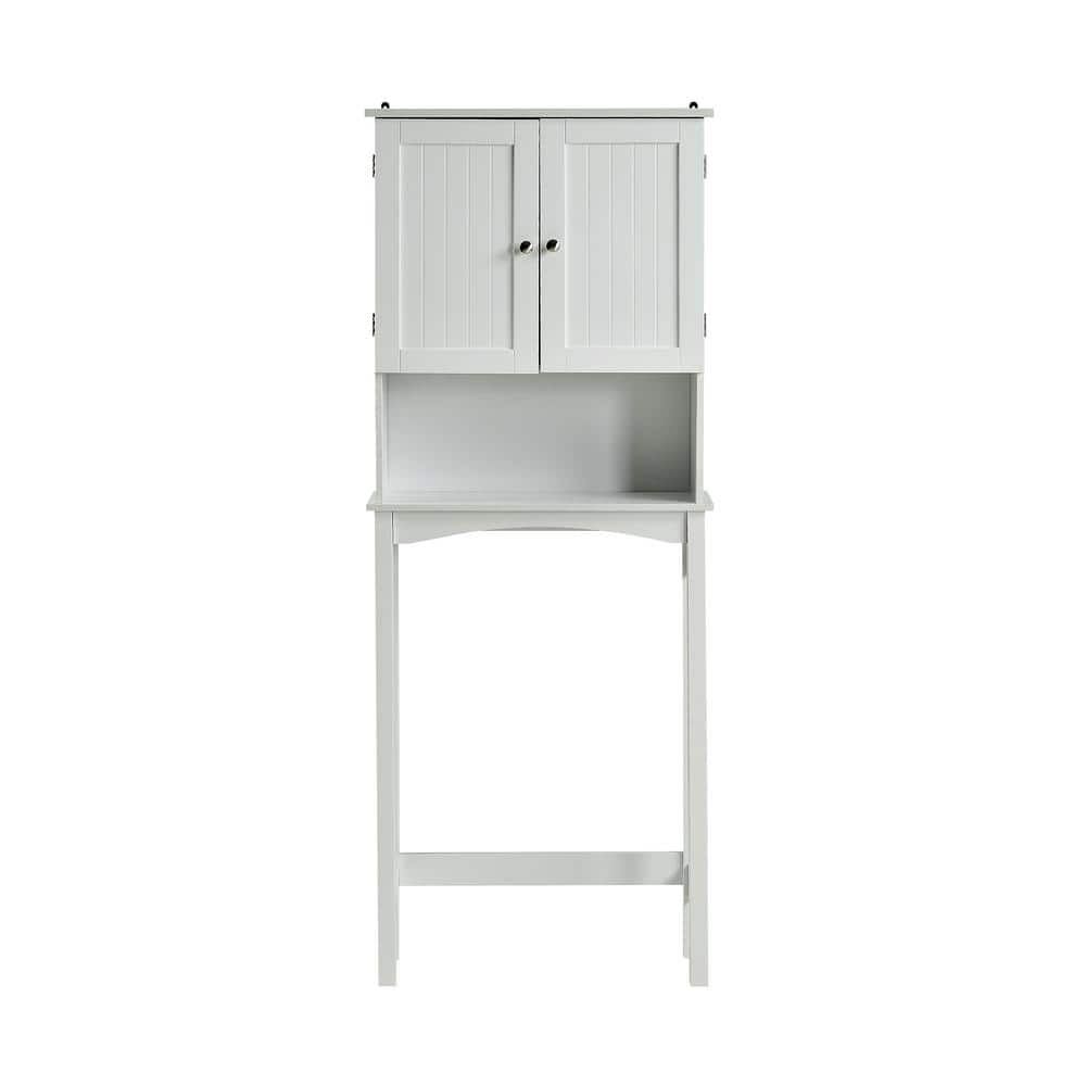 23.6 in. W x 62 in. H x 8.9 in. D White Over-the-Toilet Storage with Adjust