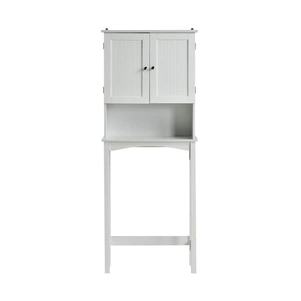 Unbranded 23.6 in. W x 62 in. H x 8.9 in. D White Over-the-Toilet Storage with Adjustable Shelf