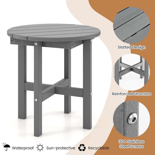 Costway 18 in. Adirondack Round Outdoor Side Table All