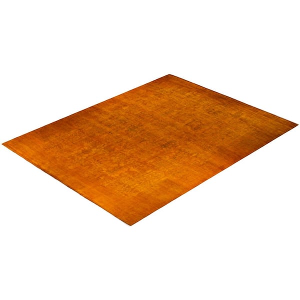 Overdyed Yellow 15 ft. 3 in. x 12 ft. Wool Indoor Area Rug