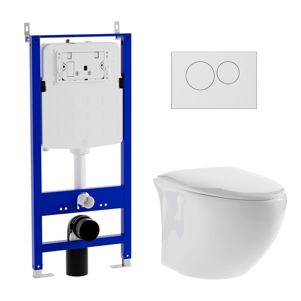 2-Piece 0.8/1.6GPF Elongated Wall Mounted Toilet Combo Set with Soft-Close 