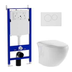 2-Piece 0.8/1.6GPF Elongated Wall Mounted Toilet Combo Set with Soft-Close Seat, Glossy White