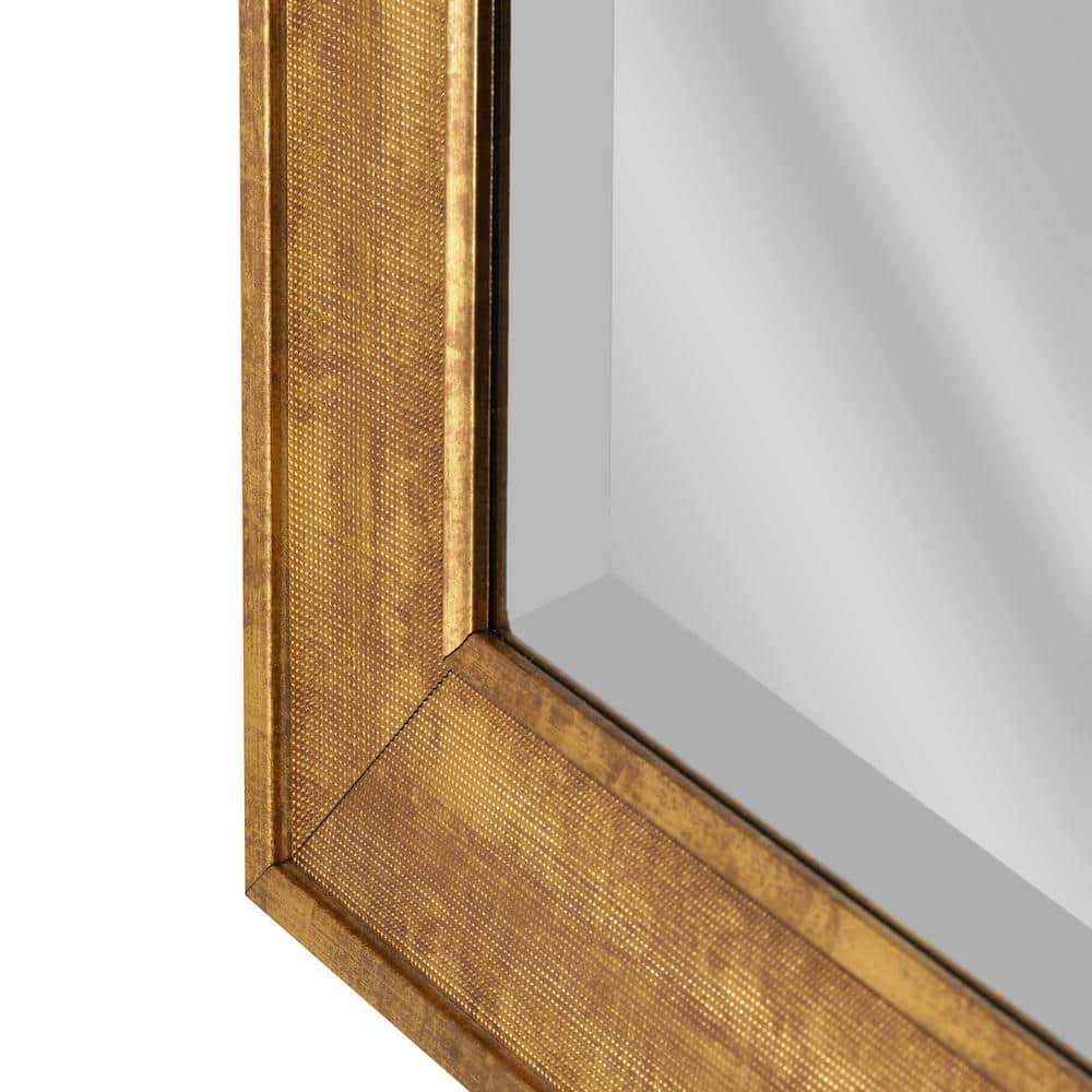 Antique Gold Textured Beveled Glass Rectangular Wall Mirror