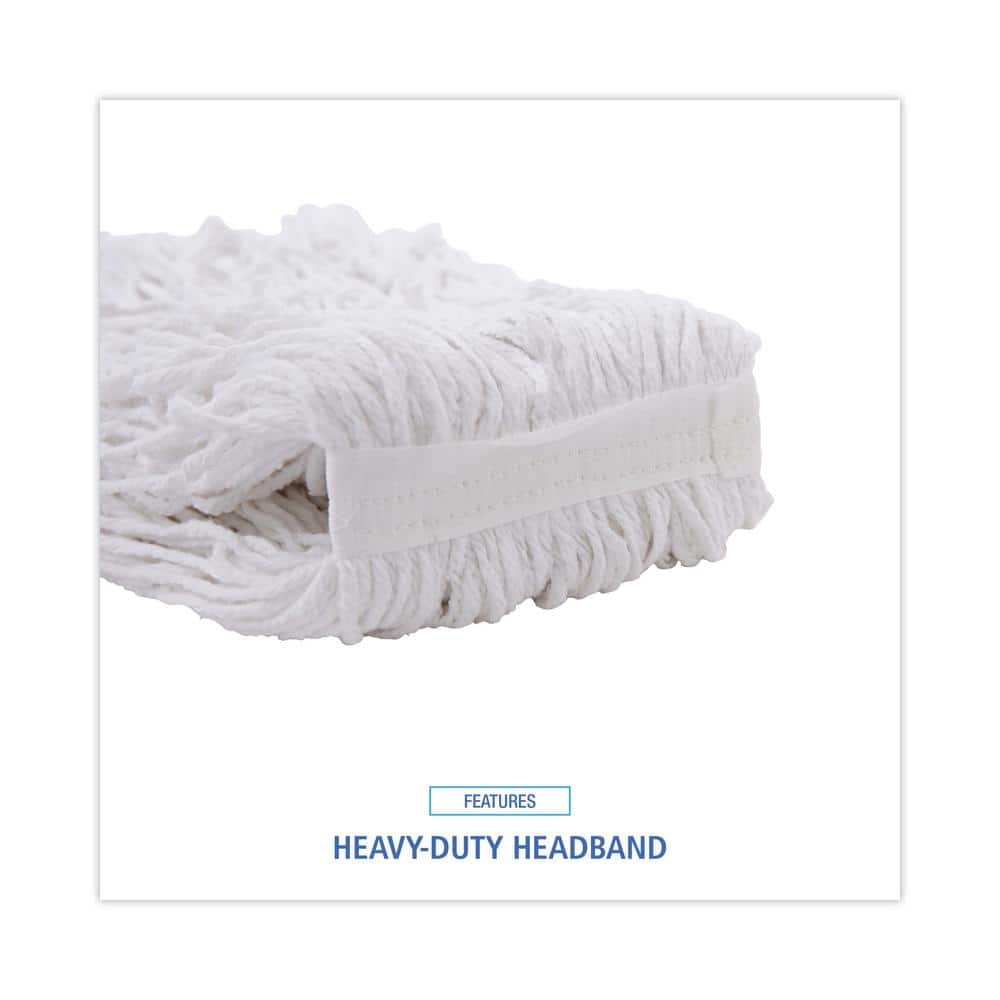 White Rayon Cut-End String Mop Head with Heavy-Duty Headband