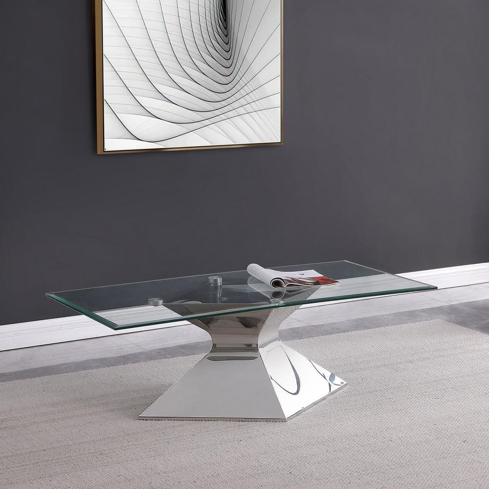 Jenny Rectangular Glass Top Stainless Steel Coffee Table
