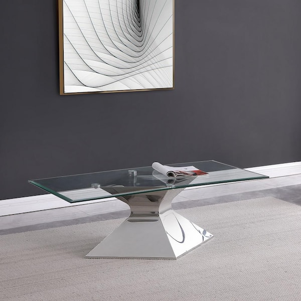 Coaster Jenny 48 in. Polished Chrome Rectangle Glass Top Coffee Table