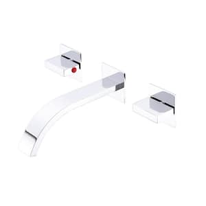 2-Handle Wall Mount Bathroom Faucet in Polished Chrome