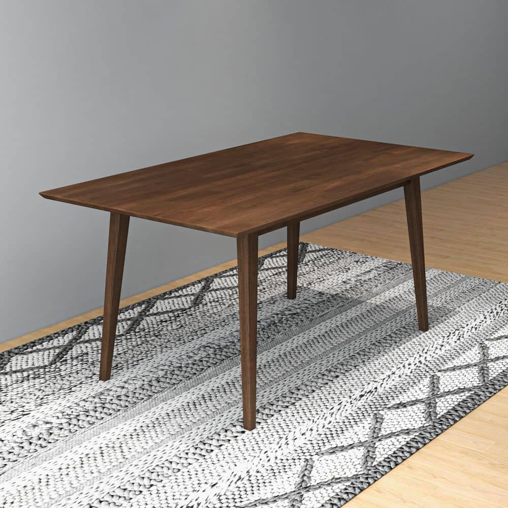 Walnut Brown Mid-Century Modern Rectangular Dining Table