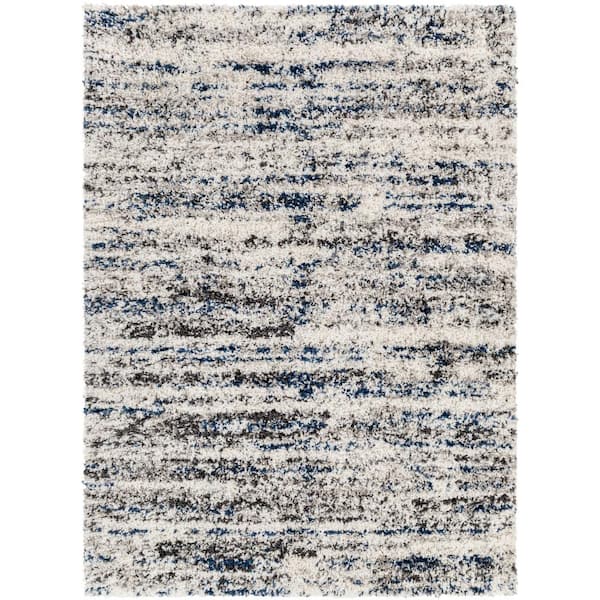 Livabliss Capella Shag Blue/Cream Abstract 7 ft. x 9 ft. Indoor Area Rug