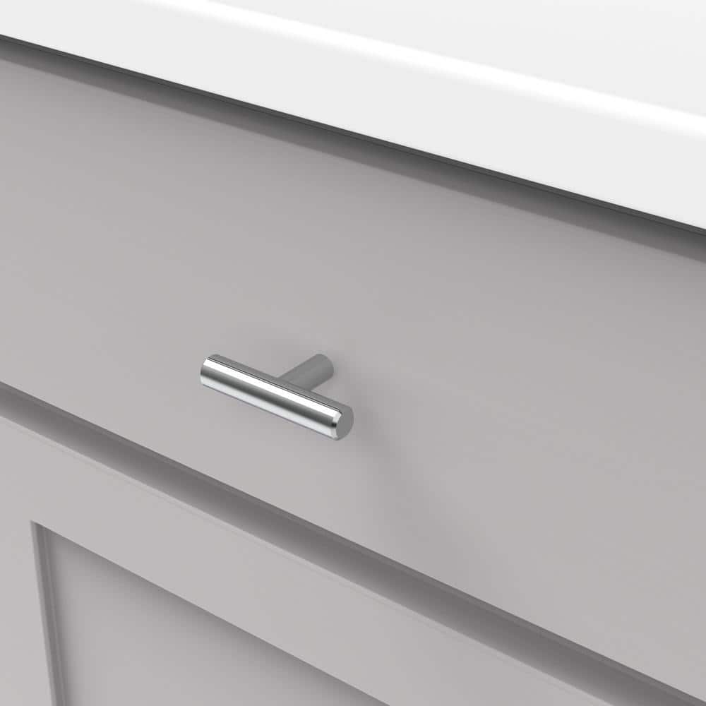 Polished Chrome T-Shaped Bar Cabinet Knob with Mounting Hardware