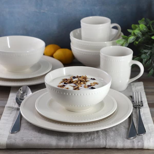 SUWAH Northern Plason & Maya Cream セット Elama Olevia 16 Piece Stoneware Dinnerware Set in White 985124720M