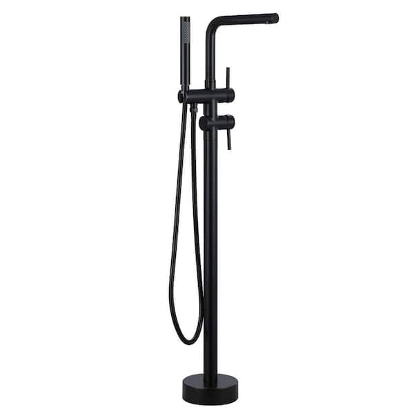 2-Handle Freestanding Tub Faucet with Handshower and Longer Spout in Oil Rubbed Bronze